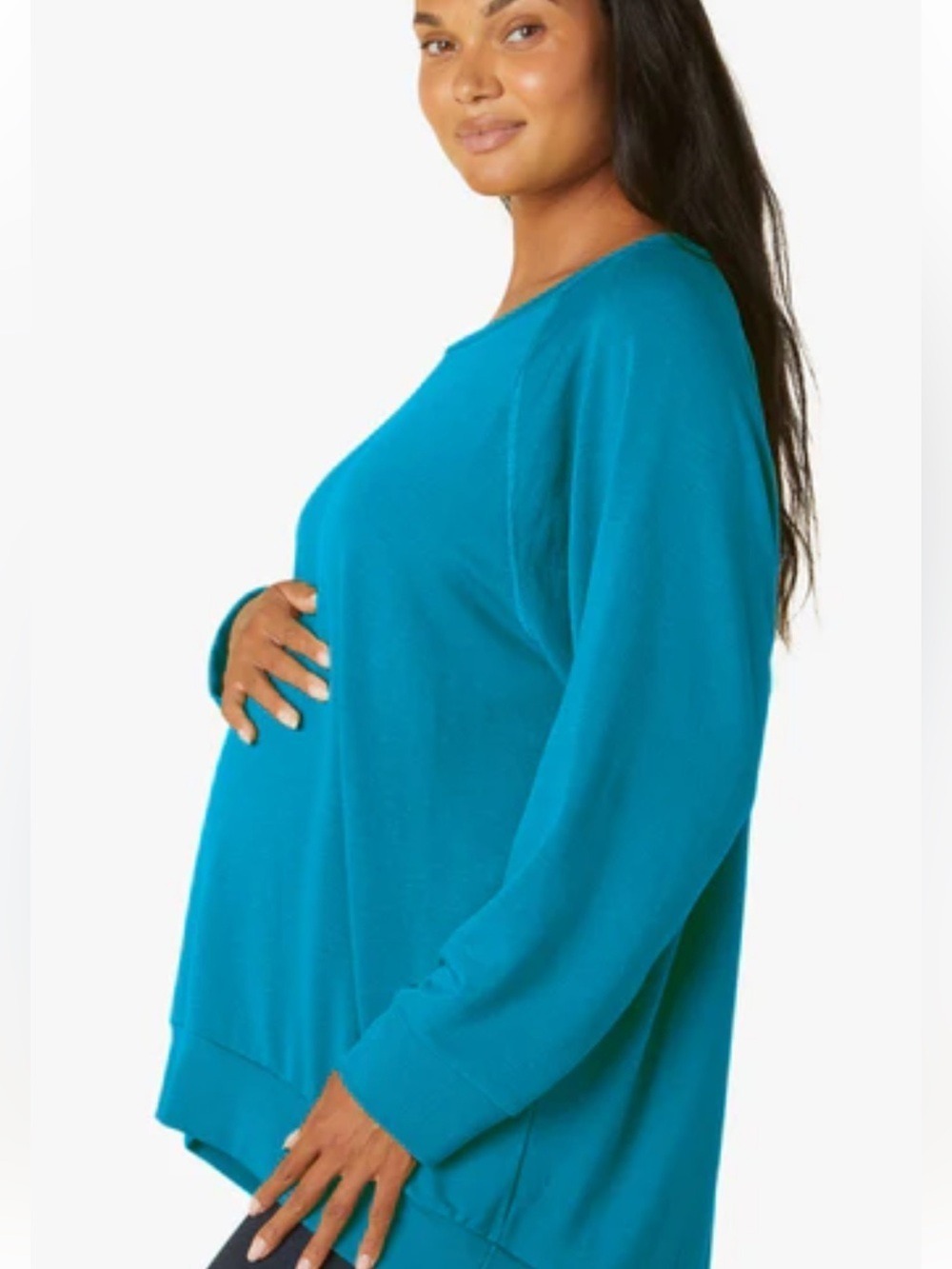 Beyond Yoga Maternity Sweater Turquoise Small
